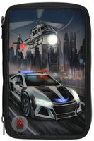 Monster Cars 3-Fach Federtasche LED Polizeiauto inkl. Stifte