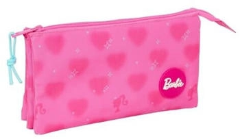 Safta Triple Zipper Pencil Pouch Barbie Hearts