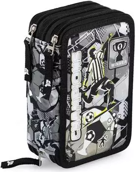 Julian Ross 3-fach Federtasche Champions schwarz/wei&szlig;