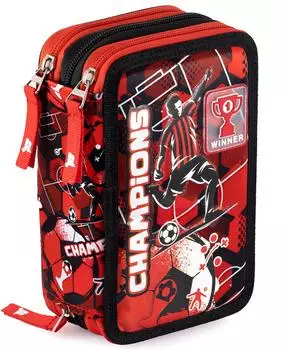 Julian Ross 3-fach Federtasche Champions rot/schwarz