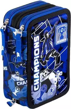 Julian Ross 3-fach Federtasche Champions schwarz/blau