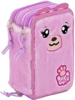 Julian Ross 3-fach Federtasche Rosa B&auml;r