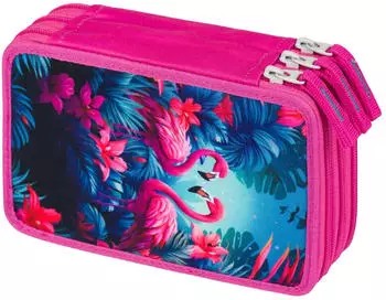Baagl 3-Fach Federmäppchen Flamingos