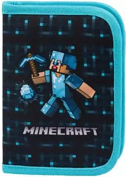 Baagl Klassisches Federmäppchen Minecraft Blue Axe