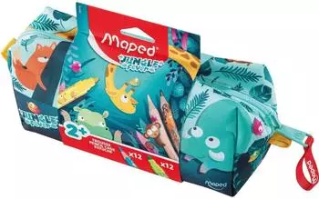 Maped Jungle Fever Babies Federm&auml;ppchen mit 12 Buntstiften und 12 Filzstiften