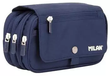 MILAN Federmäppchen 1918 4 Reißverschlüsse mit Klappe, blau (08149SNCB)