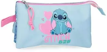 Disney Stitch Hearts dreifaches Federmäppchen, blau, Polyester (3294341)