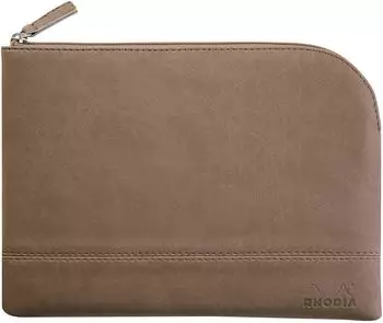 Rhodia Rhodiarama Reißverschlusstäschchen Kunstleder taupe, M 16x22cm (116625C)