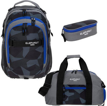 Elephant Hero Signature School Backpack Set 3-tlg. cyber camo blue