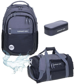 Elephant Hero Signature School Backpack Set 3-tlg. color block black/anthracite
