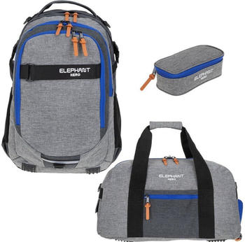 Elephant Hero Signature School Backpack Set 3-tlg. two tone grey/blue