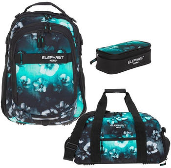 Elephant Hero Signature School Backpack Set 3-tlg. flower turquoise
