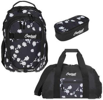 Elephant Hero Signature School Backpack Set 3-tlg. black flower