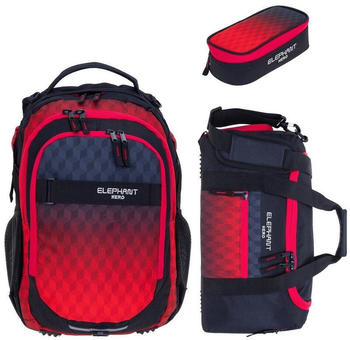 Elephant Hero Signature School Backpack Set 3-tlg. red cube