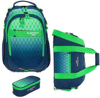 Elephant Hero Signature School Backpack Set 3-tlg. green cube