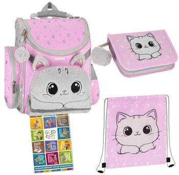 Goldkids Schulranzen Set 36 x 28 x 15 cm Katze1