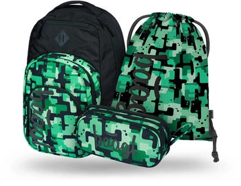 Baagl Coolmate Schulrucksack Set Green
