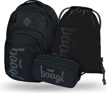 Baagl Coolmate Schulrucksack Set Black