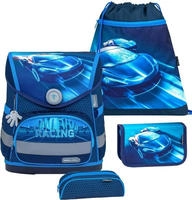 Belmil Schulranzen Set "Compact" (Racing Blue Neon - Rennwagen) f&uuml;r Jungen ab 1.