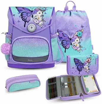 Belmil Compact Plus Schulranzen Serenity lila / blau f&uuml;r M&auml;dchen