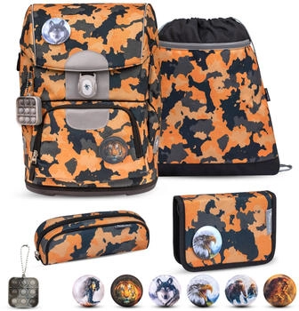 Belmil Motion Schulranzen Set 5-teilig Orange Camouflage
