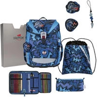 DerDieDas Schulranzen ErgoFlex Light Set 6-teilig Dark Dragon blau