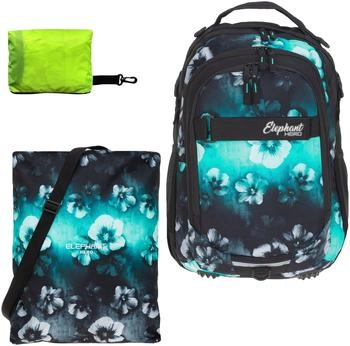 Elephant Hero with Gym Bag & Rain Cover flower turquoise
