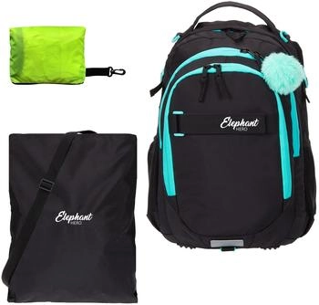 Elephant Hero with Gym Bag & Rain Cover tiff black/turquoise