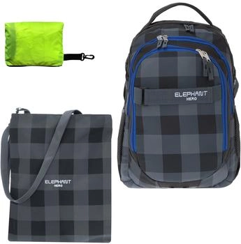 Elephant Hero with Gym Bag & Rain Cover plaid black/blue