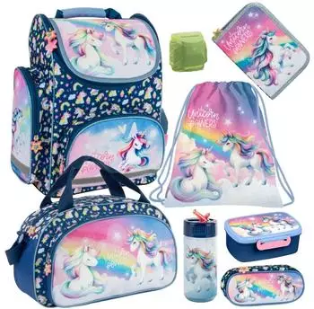 Familando Schulranzen-Set Unicorn 8-teilig