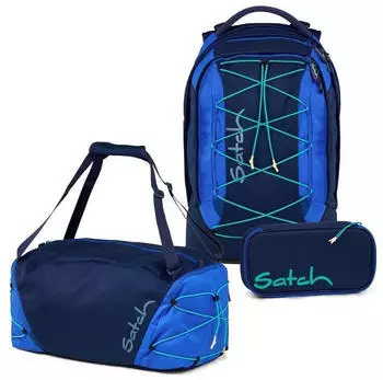 Satch Pack Set mit Sporttasche und Schlampermäppchen Crossed Blue