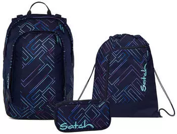 Satch Air Set mit Turnbeutel und Schlampermäppchen Purple Laser