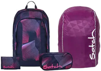 Satch Air Set mit Schlamperm&auml;ppchen, Geldb&ouml;rse und Regenh&uuml;lle Seismic Pink
