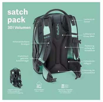 Satch Pack (2026) seismic blue – Ergonomisches Tragesystem wächst mit durch die Schuljahre