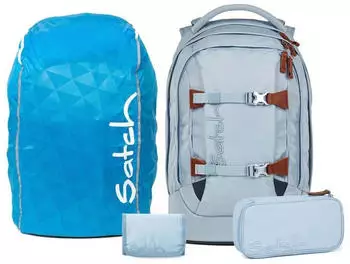 Satch Pack Set mit Schlampermäppchen, Regenhülle und Geldbörse Nordic Ice Blue