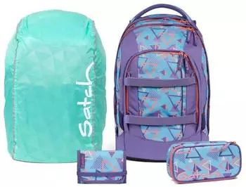 Satch Pack Set mit Schlampermäppchen, Regenhülle und Geldbörse 80s Dance