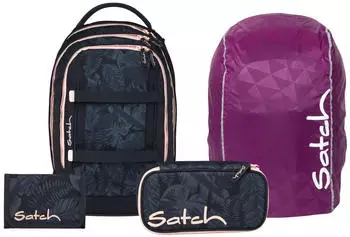 Satch Pack Set mit Schlampermäppchen, Regenhülle und Geldbörse Midnight Jungle
