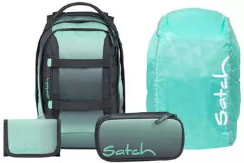 Satch Pack Set mit Schlamperm&auml;ppchen, Regenh&uuml;lle und Geldb&ouml;rse Gradient Mint