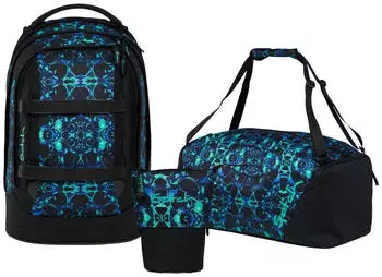 Satch Pack Set mit Sporttasche und Pencil Slider Caleido Blue