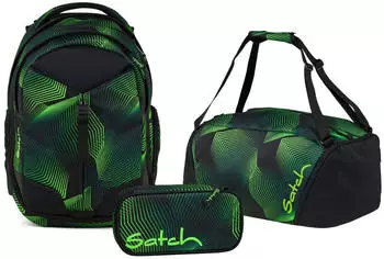 Satch Match Set mit Sporttasche und Schlamperm&auml;ppchen Seismic Green