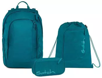 Satch Air Set mit Turnbeutel und Schlampermäppchen Deep Petrol