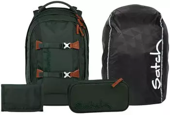 Satch Pack Set mit Schlamperm&auml;ppchen, Regenh&uuml;lle und Geldb&ouml;rse Nordic Forest Green