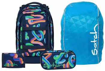 Satch Pack Set mit Schlamperm&auml;ppchen, Regenh&uuml;lle und Geldb&ouml;rse Crazy Twist