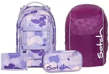 Satch Pack Set mit Schlamperm&auml;ppchen, Regenh&uuml;lle und Geldb&ouml;rse Lilac Blossom