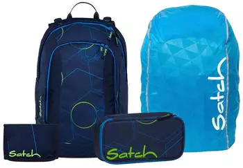 Satch Air Set mit Schlamperm&auml;ppchen, Geldb&ouml;rse und Regenh&uuml;lle Blue Tech