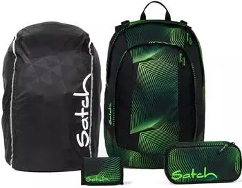 Satch Air Set mit Schlamperm&auml;ppchen, Geldb&ouml;rse und Regenh&uuml;lle Seismic Green