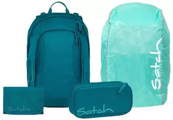Satch Air Set mit Schlamperm&auml;ppchen, Geldb&ouml;rse und Regenh&uuml;lle Deep Petrol