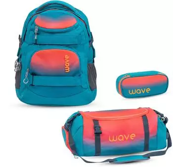 Wave Infinity Schulrucksack-Set 3-tlg. Ombre Coral Paradise