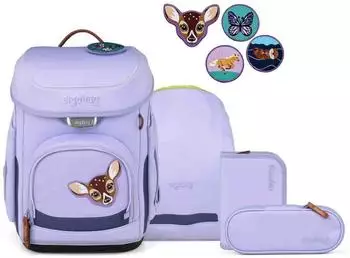 ergobag Cubo WaldBärsucher Schulranzen-Set, 5-teilig, lila (01720-40218-10)