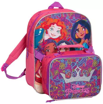 Disney Princess Rucksack & isolierte Lunchbag Set, Mädchen (2-teilig)